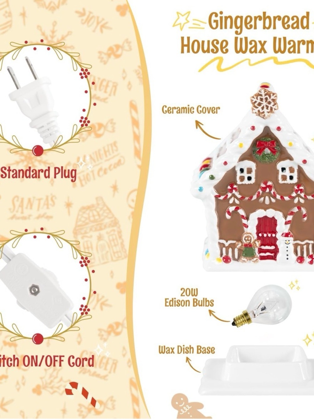 Gingerbread House Electric Wax Melt Warmer - Picture 3 of 6